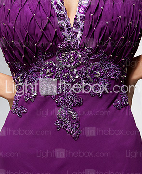 Sheath/Column Scoop Floor-length Chiffon Evening Dress