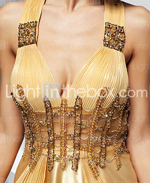 Sheath/Column Straps Floor-length Chiffon Tulle Evening Dress