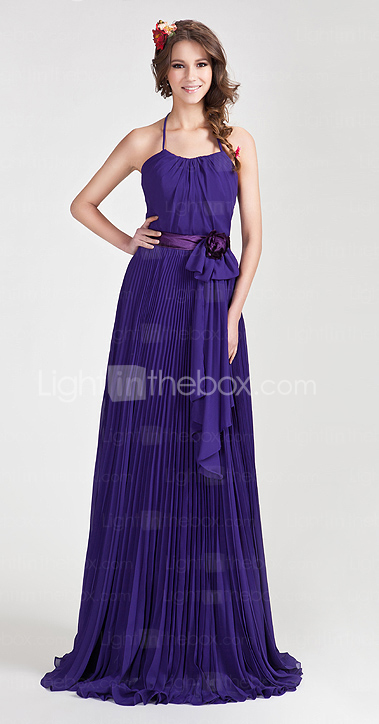 A-line Halter Floor-length Chiffon Bridesmaid Dress A-line Halter Floor-length Chiffon Bridesmaid Dress