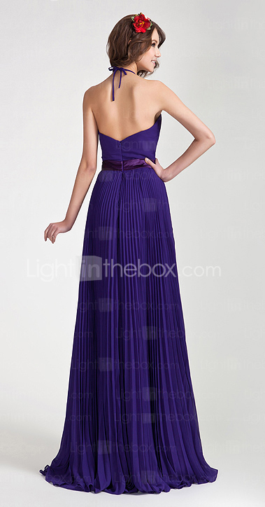 A-line Halter Floor-length Chiffon Bridesmaid Dress A-line Halter Floor-length Chiffon Bridesmaid Dress