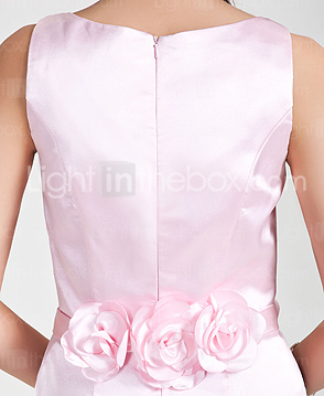 Sheath/ Column Jewel Knee-length Stretch Satin Bridesmaid Dress