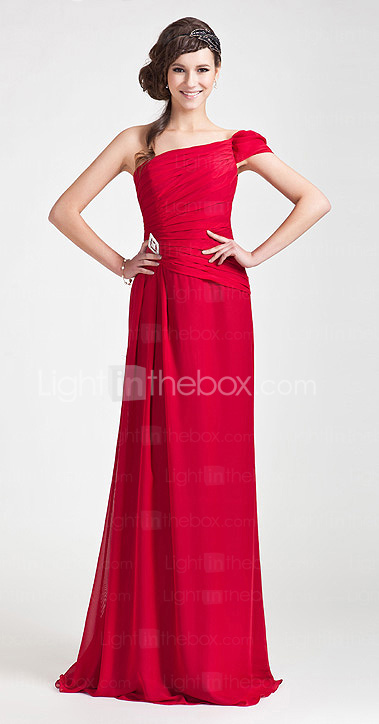 Sheath/ Column One Shoulder Floor-length Chiffon Bridesmaid Dress Sheath/ Column One Shoulder Floor-length Chiffon Bridesmaid Dress