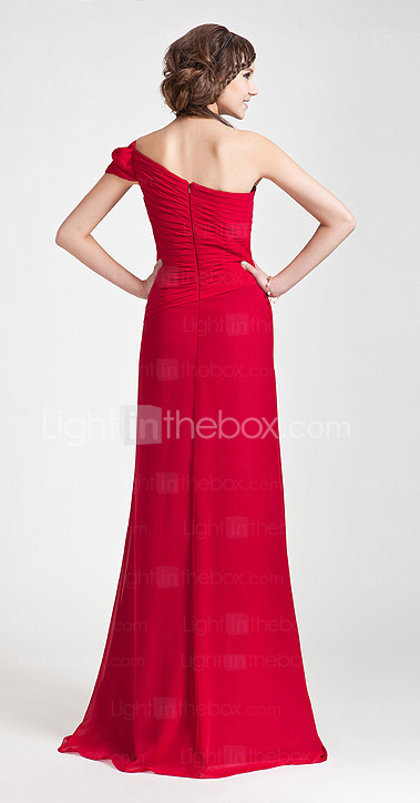 Sheath/ Column One Shoulder Floor-length Chiffon Bridesmaid Dress Sheath/ Column One Shoulder Floor-length Chiffon Bridesmaid Dress