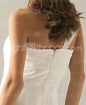 Empire One Shoulder Floor-length Chiffon Over Elastic Satin Bridesmaid/ Wedding Party Dress