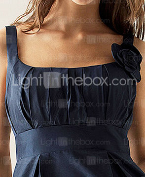 Sheath/ Column Scoop Knee-length Taffeta Ruffles Bridesmaid/ Wedding Party Dress