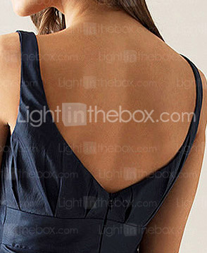 Sheath/ Column Scoop Knee-length Taffeta Ruffles Bridesmaid/ Wedding Party Dress