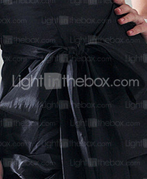 A-line Strapless Floor-length Taffeta Bridesmaid/ Wedding Party Dress With Pick-Ups Skirt