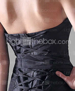 A-line Strapless Floor-length Taffeta Bridesmaid/ Wedding Party Dress With Pick-Ups Skirt