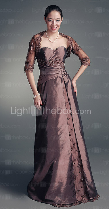 A-line Sweetheart Floor-length Taffeta Satin Mother of the Bride Dress With A Wrap A-line Sweetheart Floor-length Taffeta Satin Mother of the Bride Dress With A Wrap