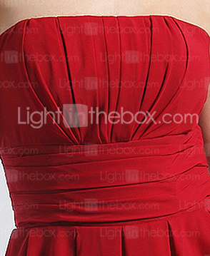 A-line Strapless Knee-length Chiffon Bridesmaid Dress