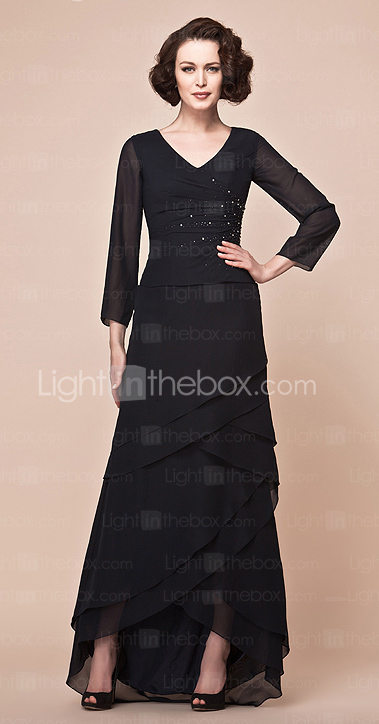 A-line V-neck Asymmetrical Chiffon And Matte Satin Mother Of The Bride Dress A-line V-neck Asymmetrical Chiffon And Matte Satin Mother Of The Bride Dress