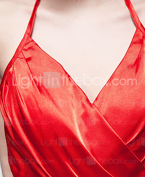 Elastic Satin Spaghetti Straps Floor-length Evening Dress inspired by Olivia Wilde