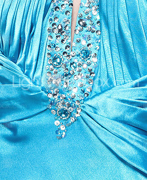  Sheath/Column V-neck Sweep/Brush Train Elastic Woven Satin Evening Dress