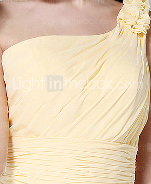 Sheath/ Column One Shoulder Knee-length Chiffon Over Satin Bridesmaid Dress