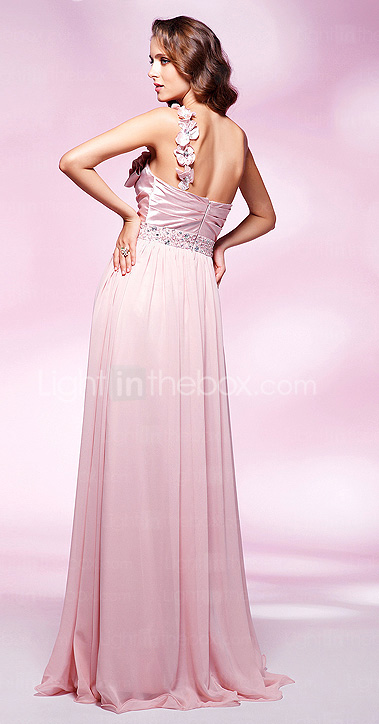 Sheath/Column One Shoulder Floor-length Chiffon And Stretch Satin Evening Dress 