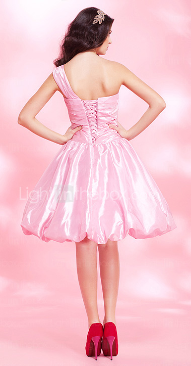 A-line One Shoulder Knee-length Taffeta Cocktail Dress A-line One Shoulder Knee-length Taffeta Cocktail Dress