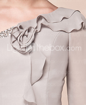 Sheath/Column One Shoulder Floor-length Chiffon And Stretch Satin Mother Of The Bride Dress