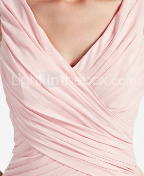 Sheath/ Column V-neck Floor-length Chiffon Bridesmaid Dress With Criss-Cross Bodice