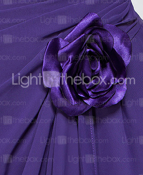 Sheath/Column Chiffon Over Elastic Silk-like Satin Evening Dress With Flowers And Court Train