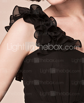  Sheath/Column One Shoulder Knee-length Chiffon Mother Of The Bride Dress