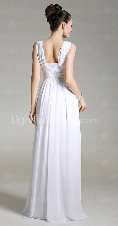 Chiffon Sheath/ Column V-neck Floor-length Evening Dress