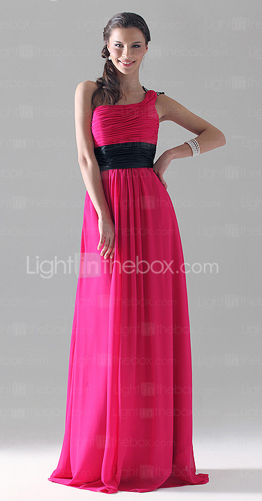 Sheath/ Column One Shoulder Floor-length Chiffon/ Mading Bridesmaid/ Wedding Party Dress