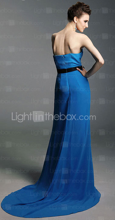 Sheath/ Column Strapless Sweep/ Brush Train Chiffon Evening Dress inspired by Julia Louis-Dreyfus at Emmy Award