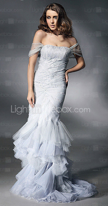 Trumpet/ Mermaid Off-the-shoulder Floor-length Satin And Tulle Evening Dress inspired by Heidi Klum at Golden Globe Trumpet/ Mermaid Off-the-shoulder Floor-length Satin And Tulle Evening Dress inspired by Heidi Klum at Golden Globe
