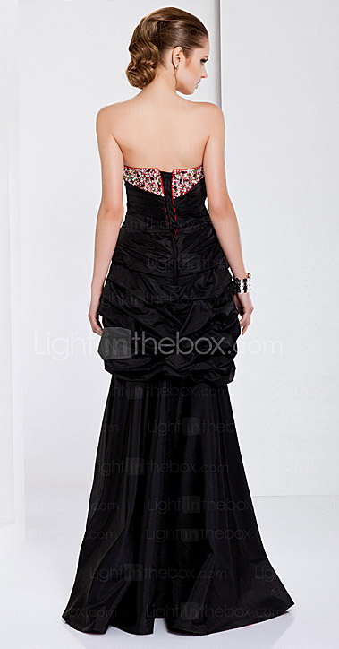 haut bas A-ligne sweetheart asymétrique robe de soirée en taffetas