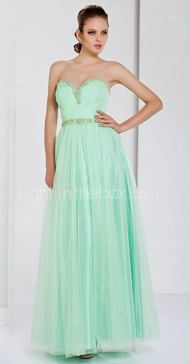 bainha / coluna namorada do assoalho-comprimento vestido de noite de tule