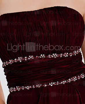 envoltura / vestido de noche de gasa palabra de longitud sin tirantes de la columna envoltura / vestido de noche de gasa palabra de longitud sin tirantes de la columna