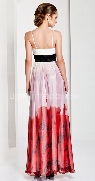  Sheath / Column Spaghetti Straps Floor-length Chiffon Evening Dress