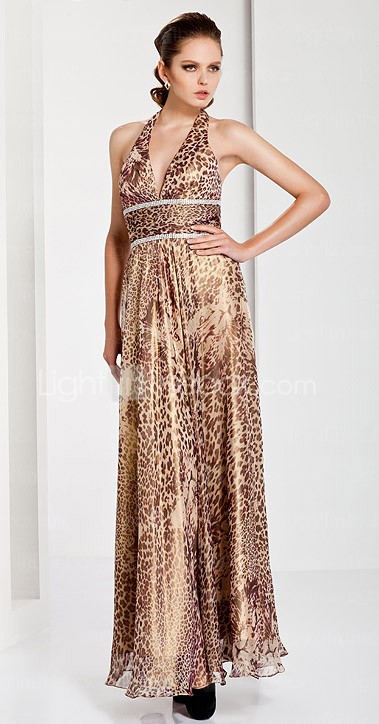 Sheath / Column Halter Floor-length Chiffon Evening Dress Sheath / Column Halter Floor-length Chiffon Evening Dress