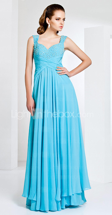 Sheath/Column Floor-length Chiffon Evening Dress With Straps Sheath/Column Floor-length Chiffon Evening Dress With Straps