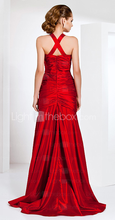 Trumpet / Mermaid Straps Sweep / Brush Train Taffeta Evening Dress Trumpet / Mermaid Straps Sweep / Brush Train Taffeta Evening Dress