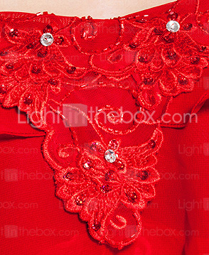 Sheath/Column Spaghetti Strap Chiffon And Lace Evening Dress