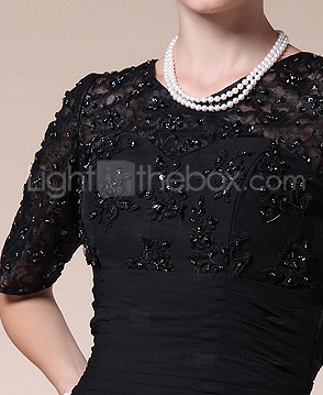 A-line Jewel Tea-length Chiffon Mother of the Bride Dress