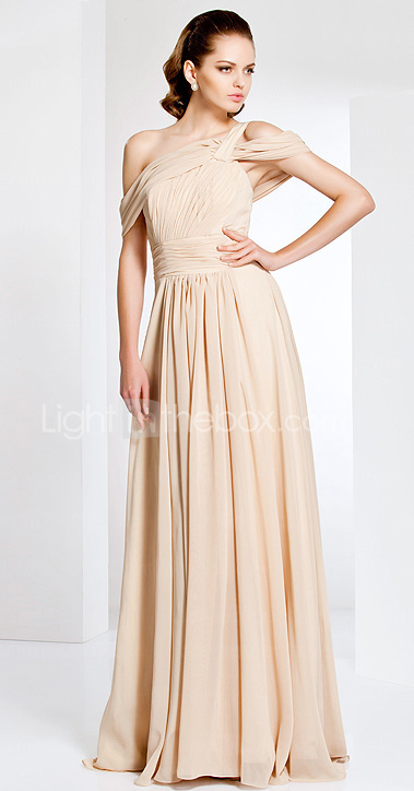 Off-the-shoulder Sheath/Column Floor-length Chiffon Evening Dress