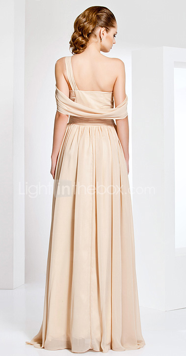 Off-the-shoulder Sheath/Column Floor-length Chiffon Evening Dress