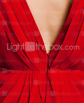 Sheath/ Column V-neck Floor-length Chiffon Evening Dress