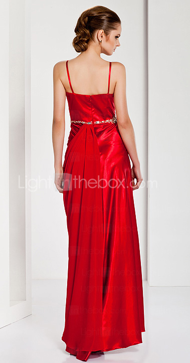 Sheath/ Column Spaghetti Straps Floor-length Charmeuse Chiffon Evening Dress Sheath/ Column Spaghetti Straps Floor-length Charmeuse Chiffon Evening Dress