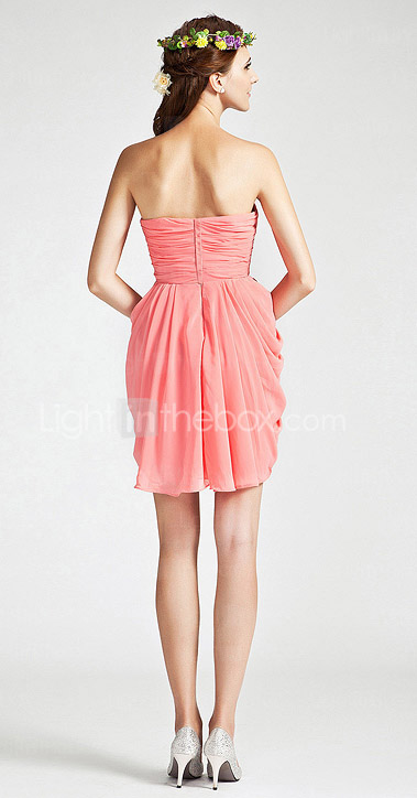 Sheath/ Column Sweetheart Short/ Mini Chiffon Bridesmaid Dress
