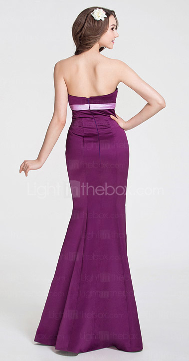 Trumpet/Mermaid Sweetheart Floor-length Satin Bridesmaid Dress With Bow(s) Trumpet/Mermaid Sweetheart Floor-length Satin Bridesmaid Dress With Bow(s)