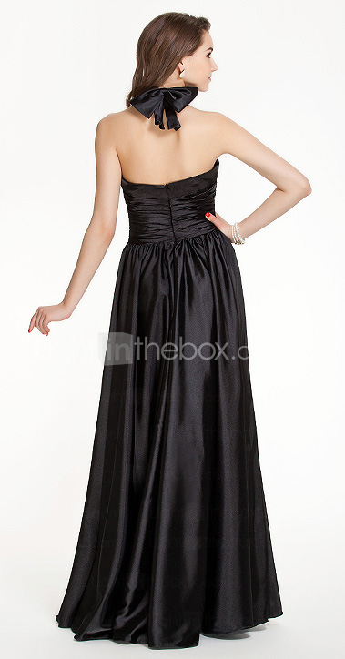 Sheath/Column Halter Floor-length Stretch Satin Bridesmaid Dress Sheath/Column Halter Floor-length Stretch Satin Bridesmaid Dress