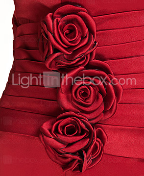 Trumpet/Mermaid Sweetheart Floor-length Satin Bridesmaid Dress With Flower(s) Trumpet/Mermaid Sweetheart Floor-length Satin Bridesmaid Dress With Flower(s)