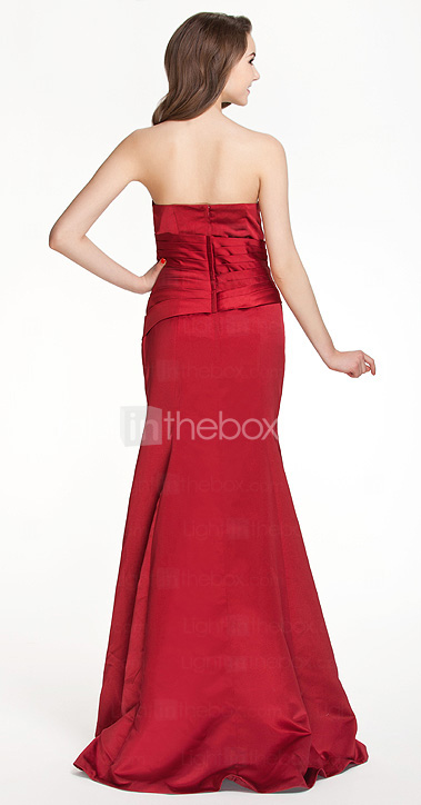 Trumpet/Mermaid Sweetheart Floor-length Satin Bridesmaid Dress With Flower(s) Trumpet/Mermaid Sweetheart Floor-length Satin Bridesmaid Dress With Flower(s)
