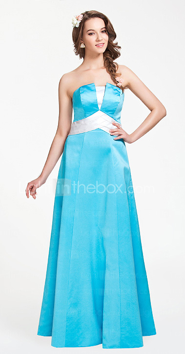 A-line Strapless Floor-length Satin Bridesmaid Dress A-line Strapless Floor-length Satin Bridesmaid Dress