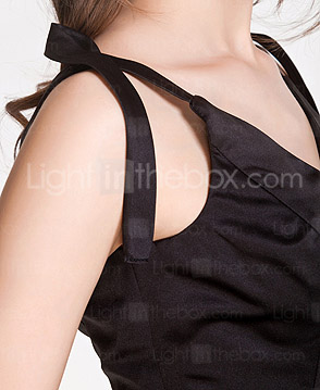 V-neck A-line Satin And Tulle Bridesmaid Dress