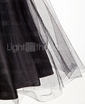 V-neck A-line Satin And Tulle Bridesmaid Dress