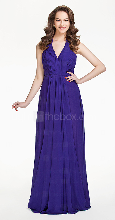 Sheath/Column Halter Floor-length Chiffon Bridesmaid Dress Sheath/Column Halter Floor-length Chiffon Bridesmaid Dress